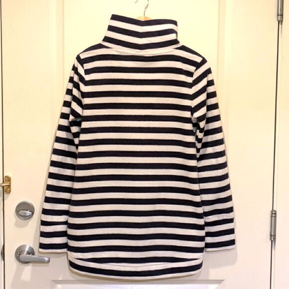 Aritzia Telluride Clothing S Fuzzy Navy & White Striped Turtleneck with Pockets - Picture 6 of 6